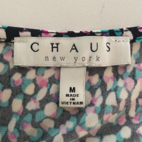 Chaus Sleeveless Blouse in‎ Colorful, Abstract Dot Print, Zipper Front,  Size M - Picture 4 of 5